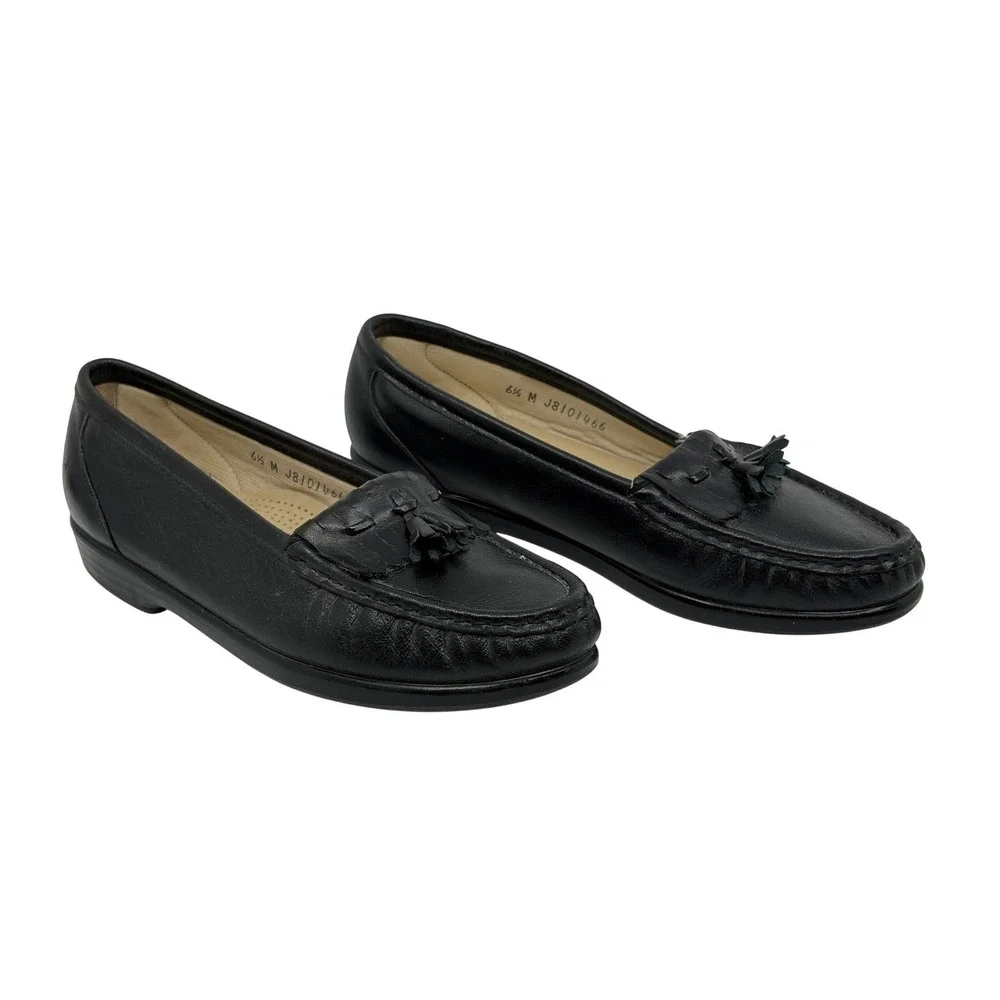 SAS Tripad Comfort Womens Black Leather‎ Kiltie Tassel Loafers Womens Size 6.5 M